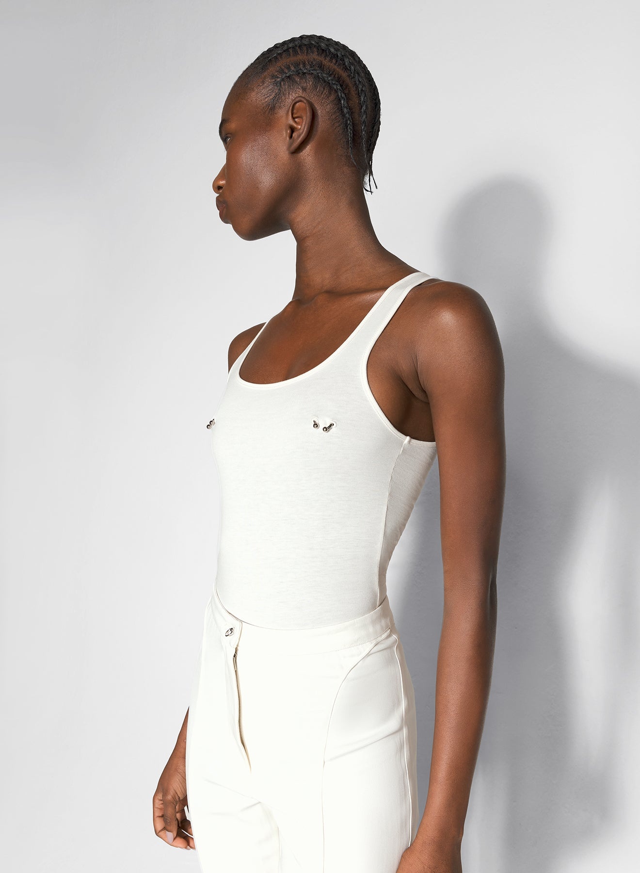white pierced tank bodysuit - 1