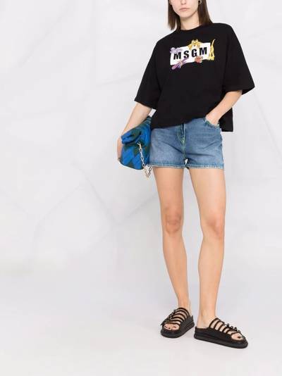 MSGM contrast-stitching denim shorts outlook