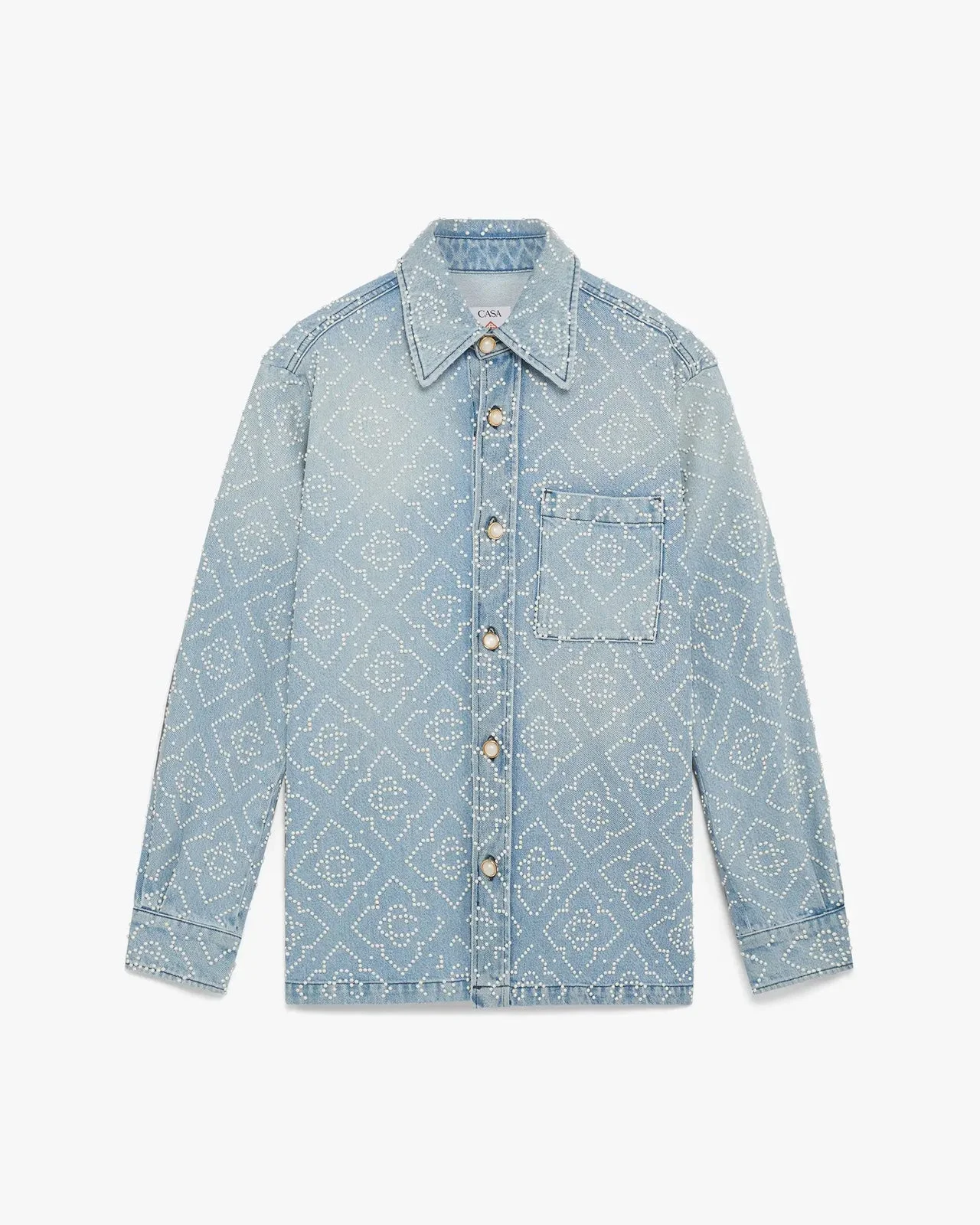 Pearl Monogram Long Sleeve Denim Shirt - 1