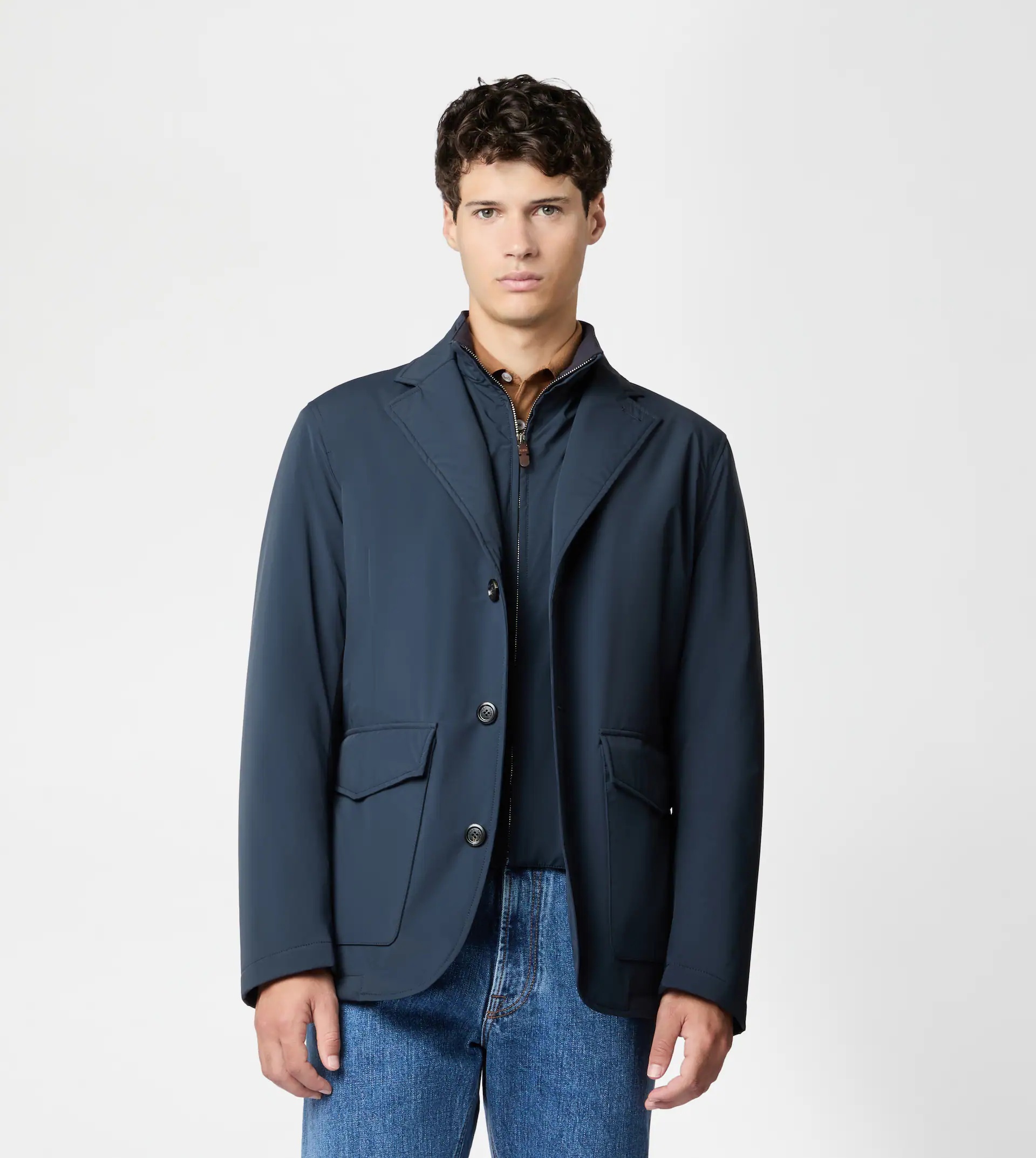 JACKET IN TECHNICAL FABRIC - BLUE - 4