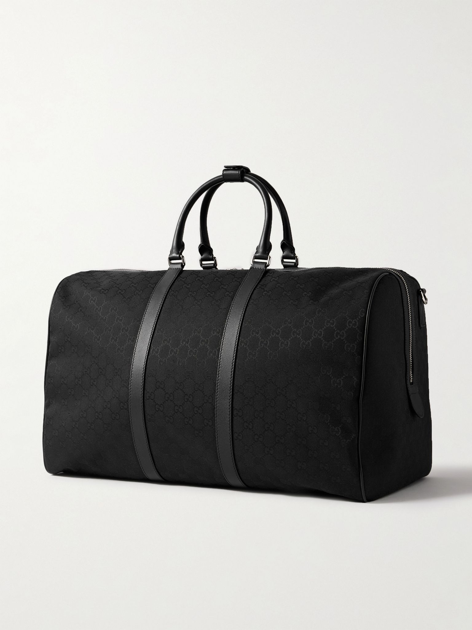 Neo Leather-Trimmed Monogrammed Canvas Duffle Bag Black - 3