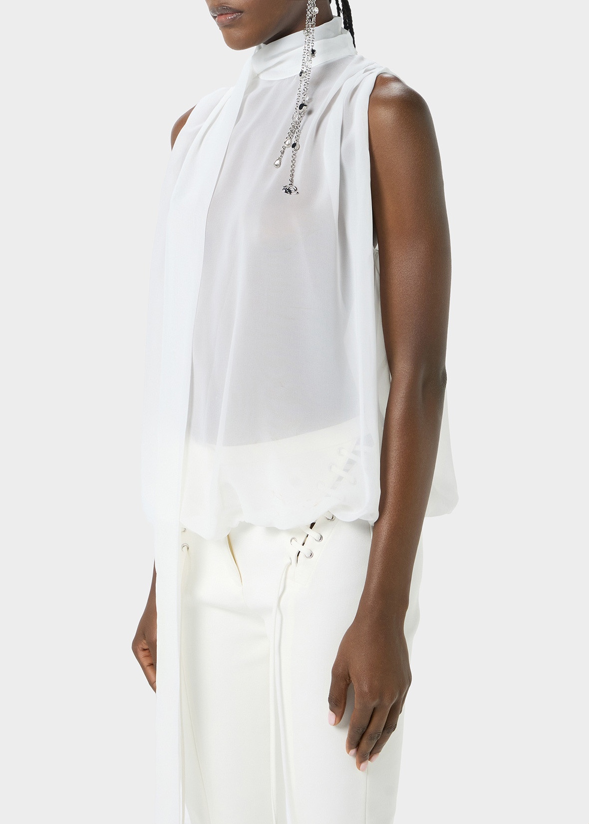 GEORGETTE TOP WITH SCARF - 5