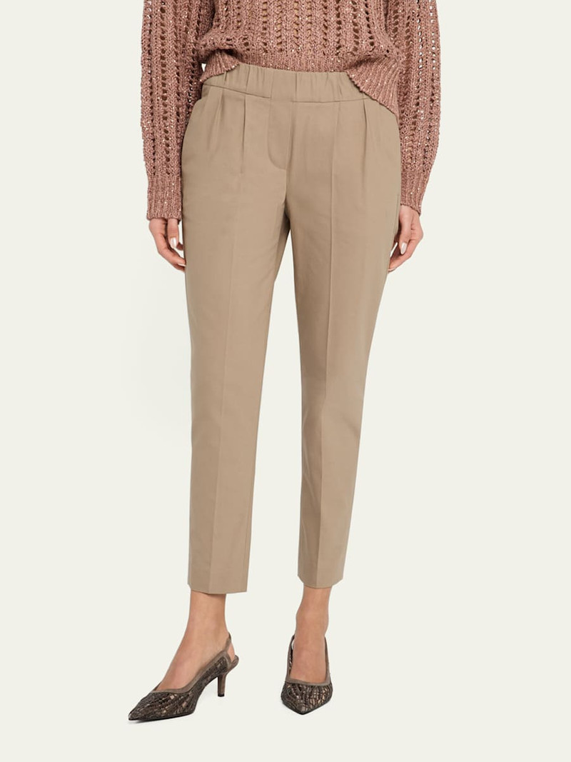 Cotton Slim-Leg Ankle Pull-On Pants 4
