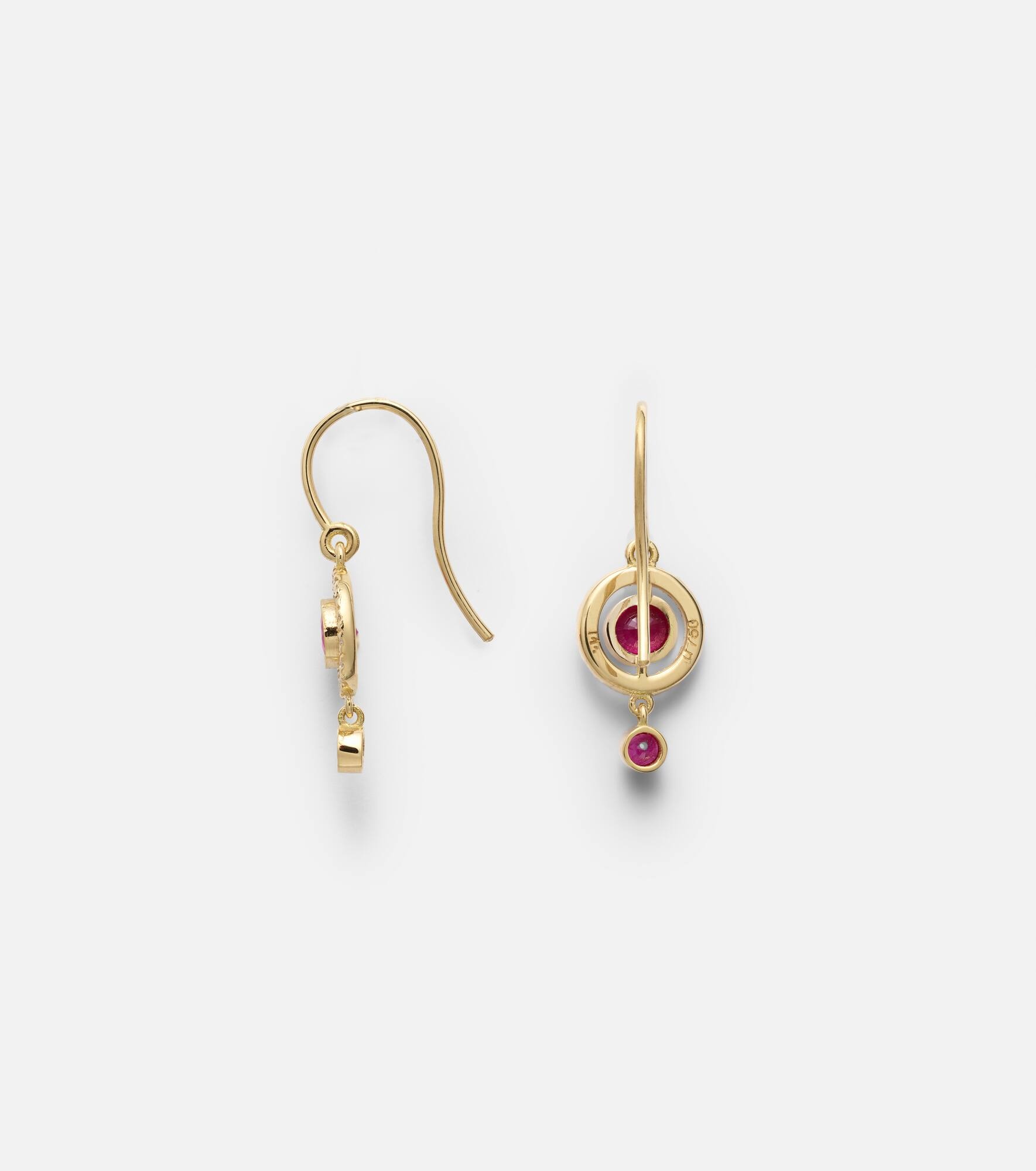 Orbit 18kt gold drop earrings with rubies and diamonds - 4