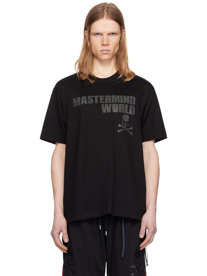 Black Regular Fit Studded T-shirt - 1