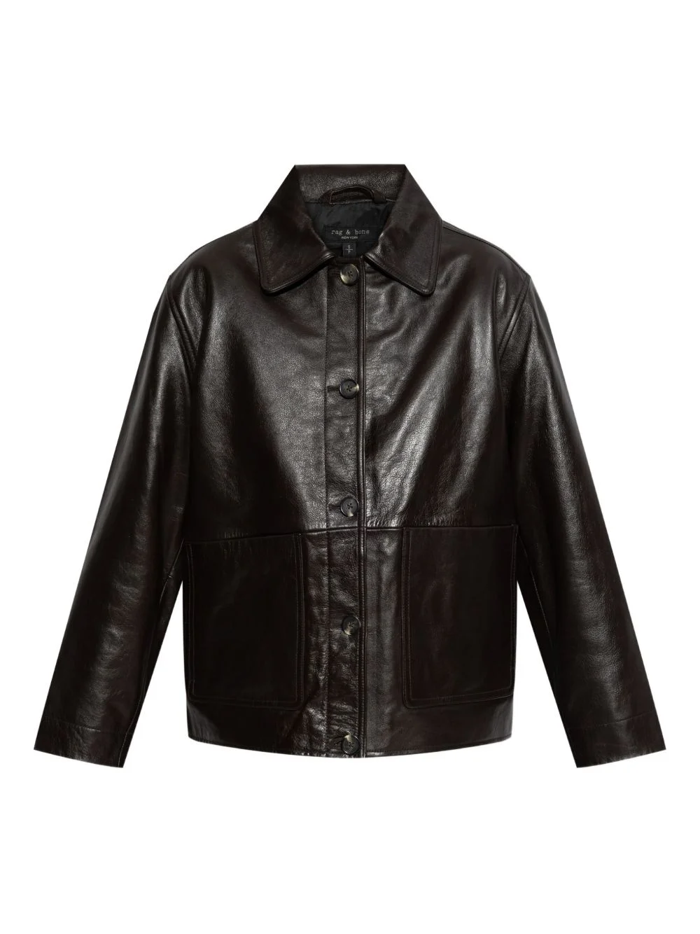 panelled leather jacket - 1