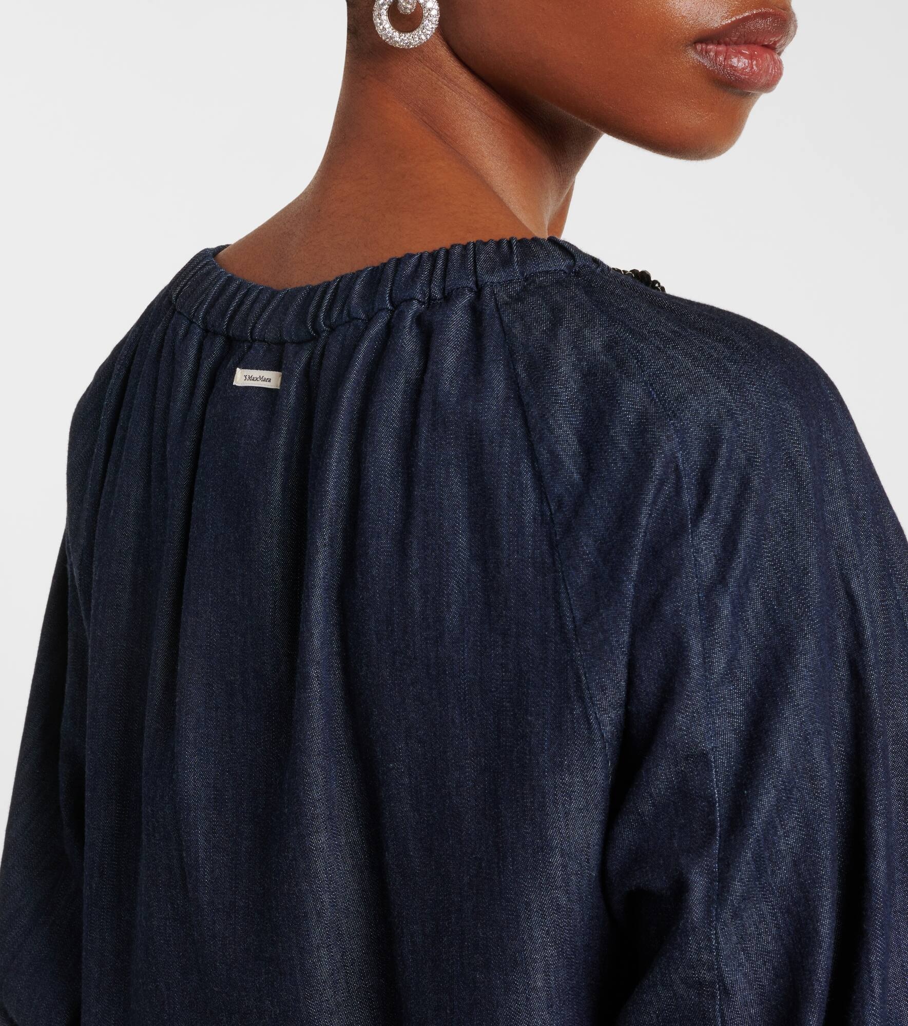 Talia embellished cotton chambray top - 6