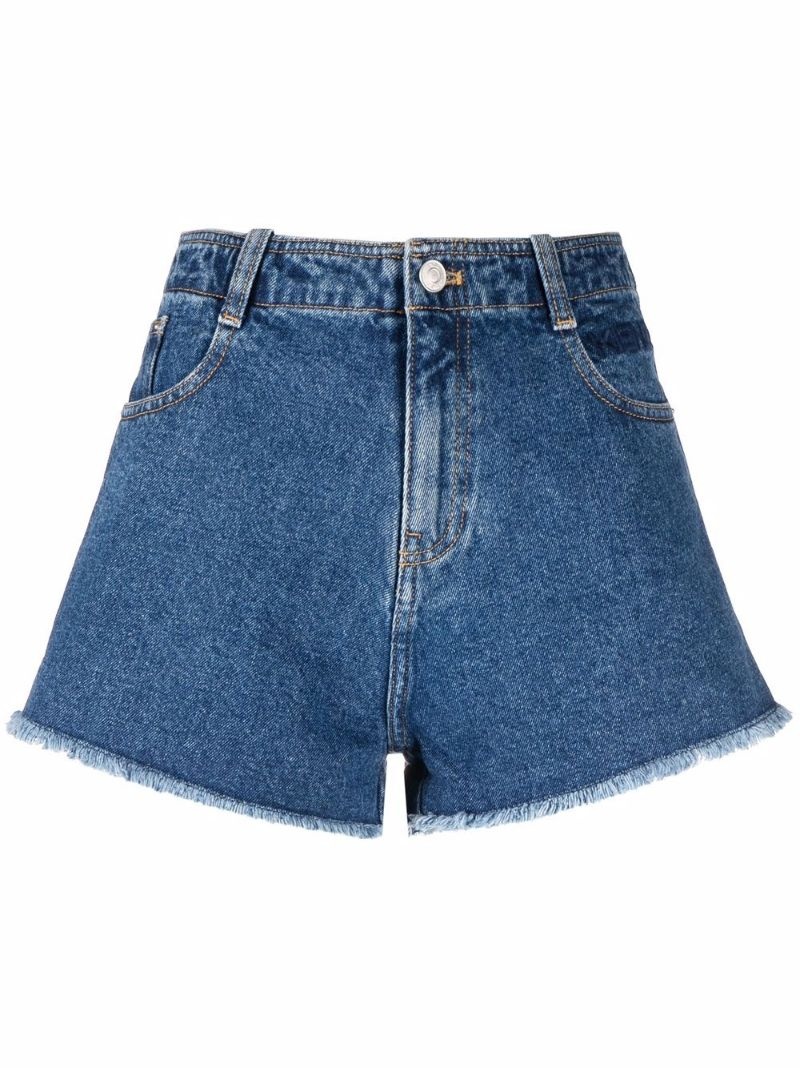 embroidered-logo denim shorts - 1