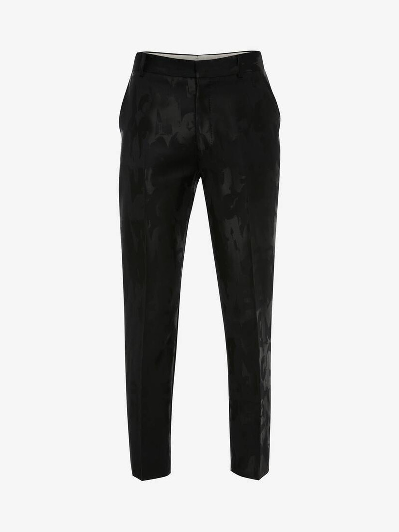 Mcqueen Graffiti Jacquard Trousers in Black 1