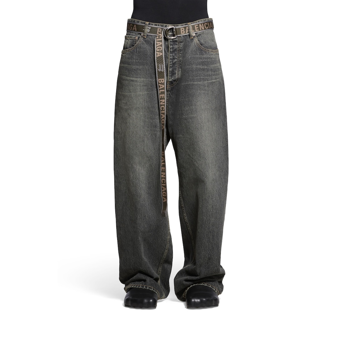 Men's D Ring Belt in Dark Green - 3