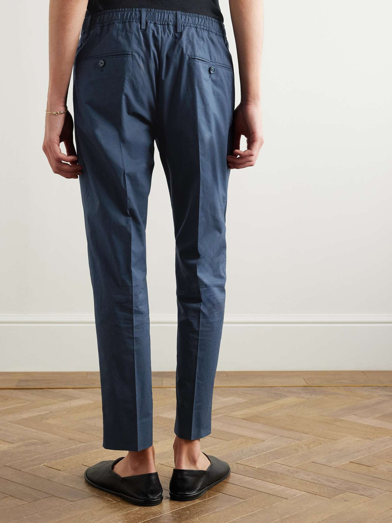 Slim-Fit Tapered Pleated Cotton-Poplin Trousers 4