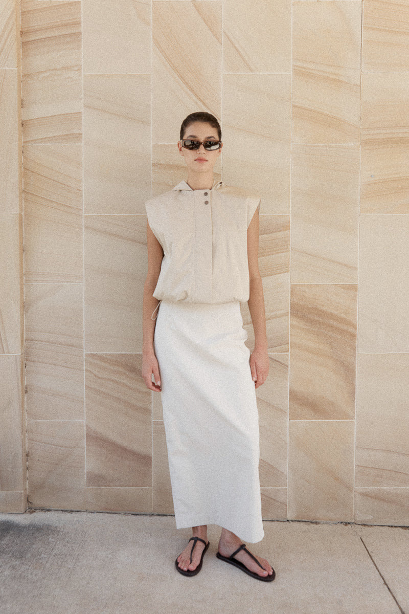 Cotton Sleeveless Parka - Champagne - 6