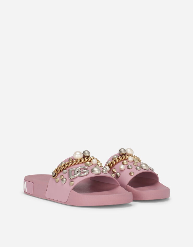 Rubber beachwear sliders with embroidery - 2