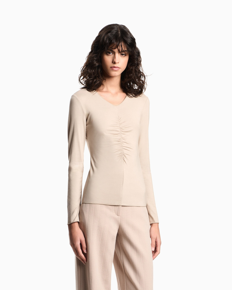 EMPORIO ARMANI STRETCH JERSEY JUMPER WITH GATHERING DETAIL outlook