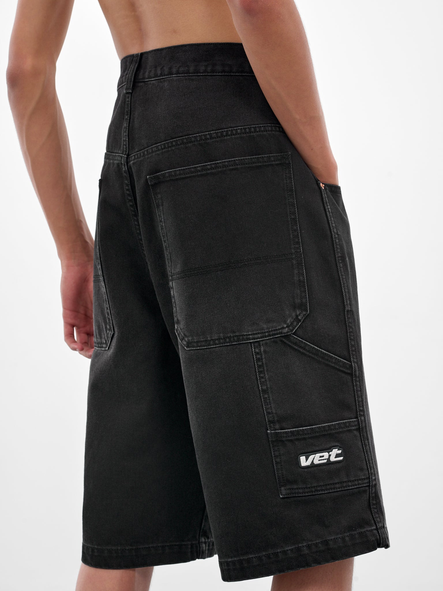 Black Denim Hip Hop Shorts - 5
