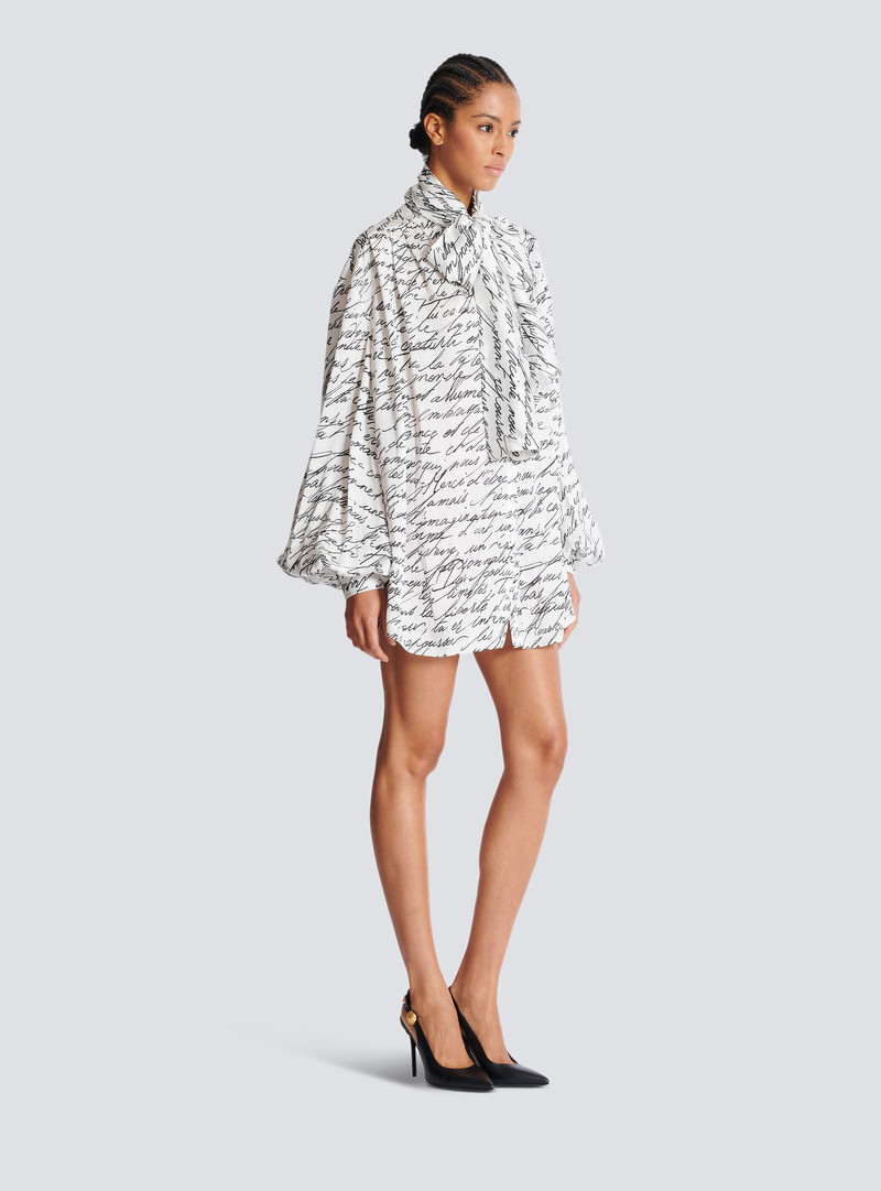 Pussy-bow shirt with "Love Letter" print 3