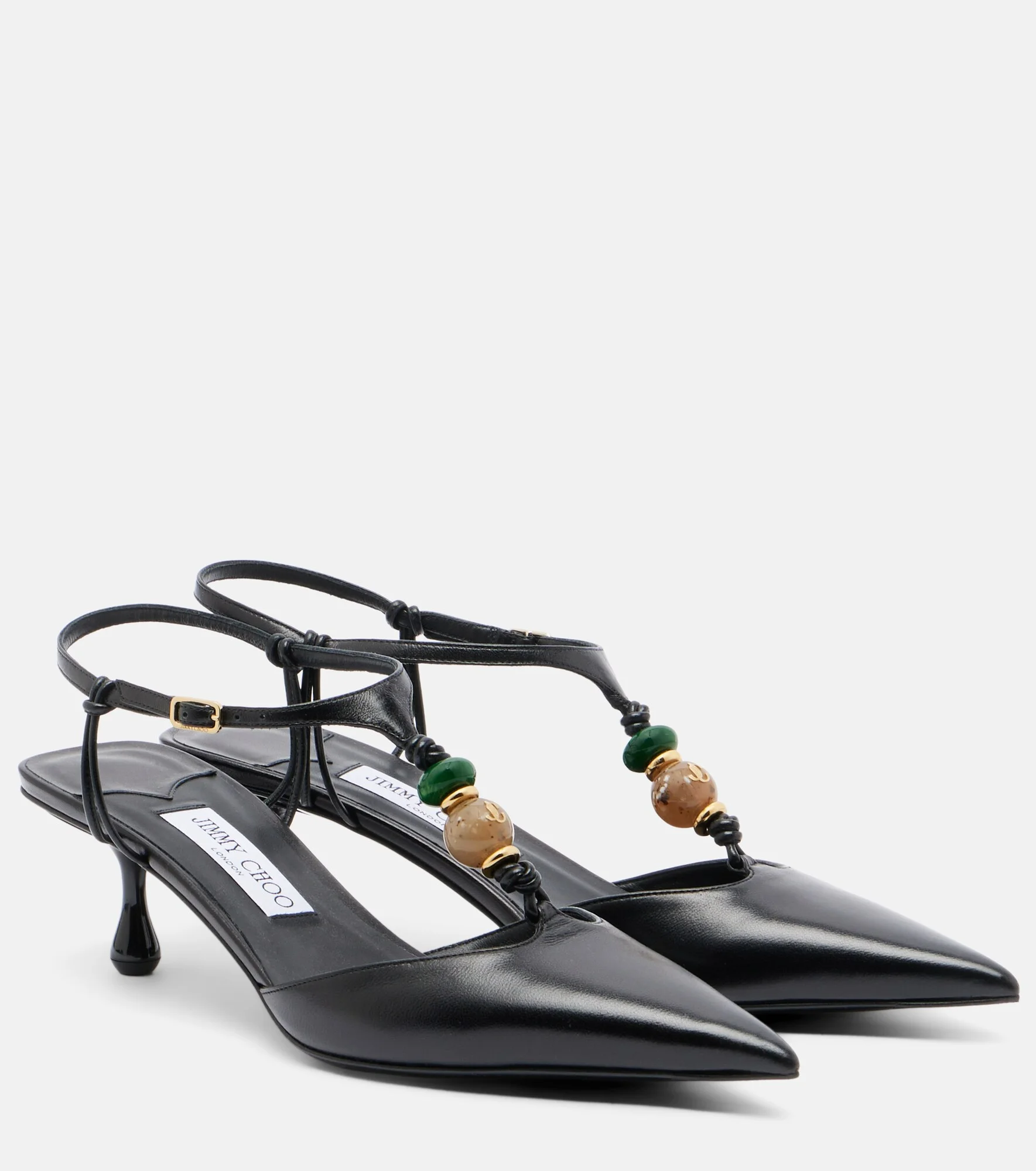 Lauri embellished leather slingback pumps - 1