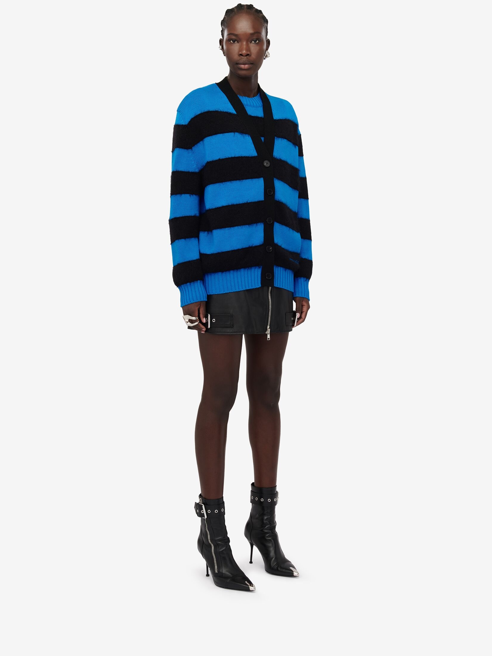 Women's Striped Cardigan in Lapis Blue/black - 3