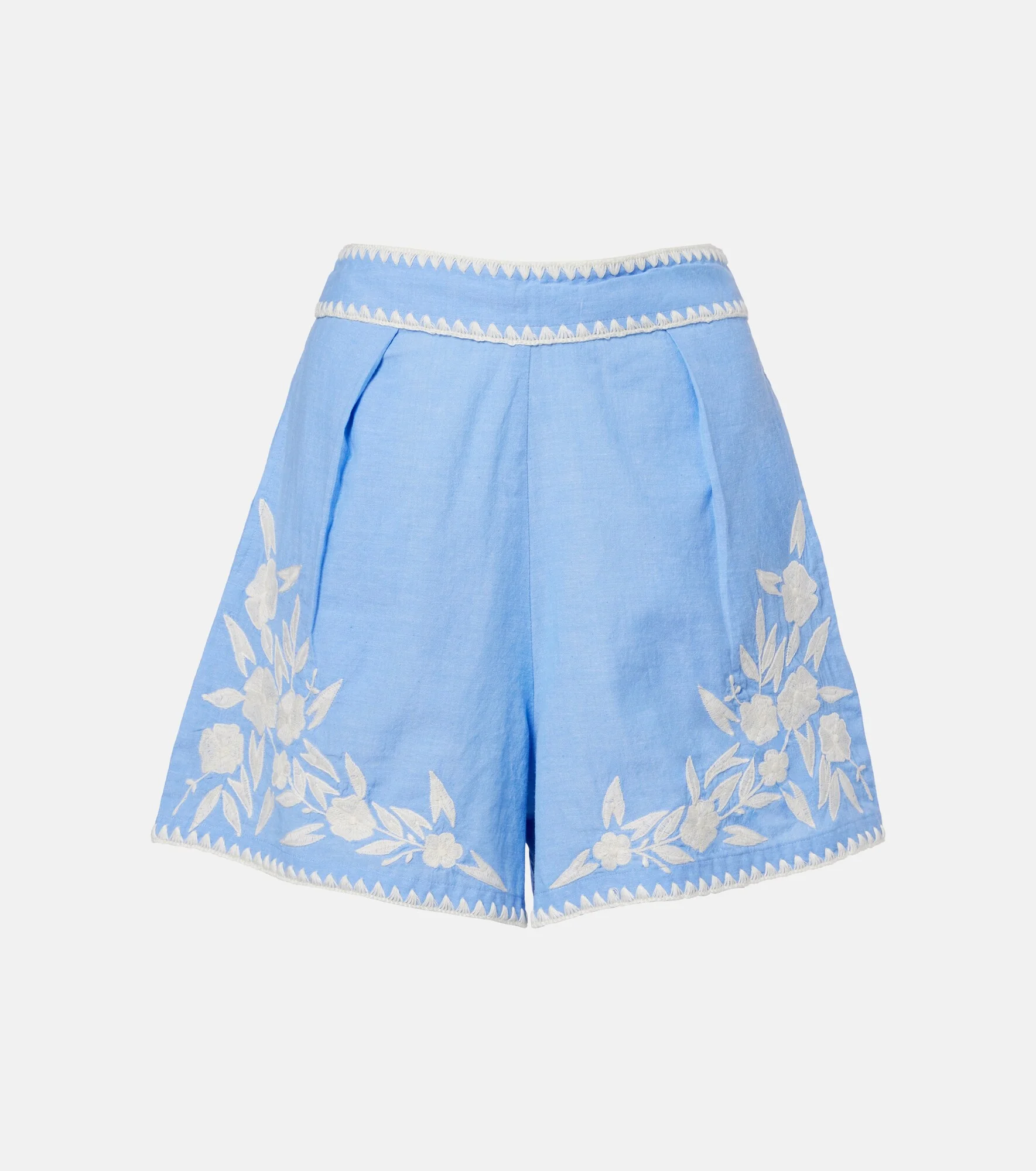 Embroidered cotton chambray shorts - 1