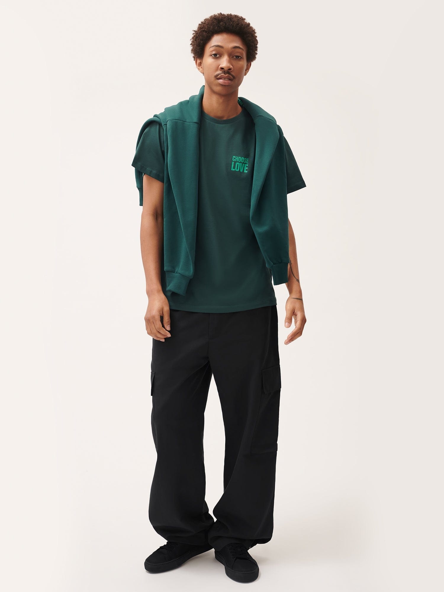 Mens Choose Love Midweight T-Shirt - Foliage Green - 4