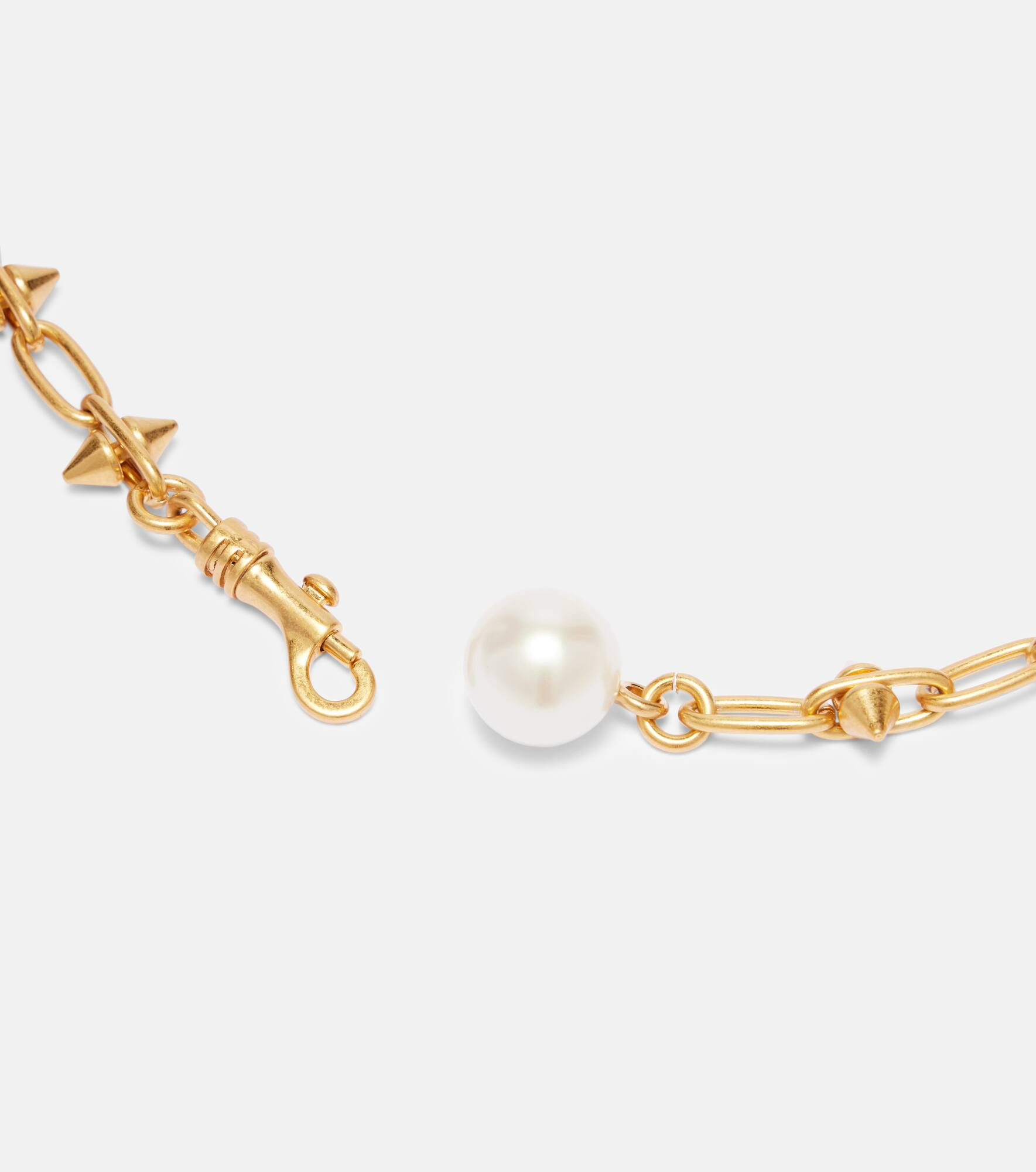 Faux pearl chain necklace - 4