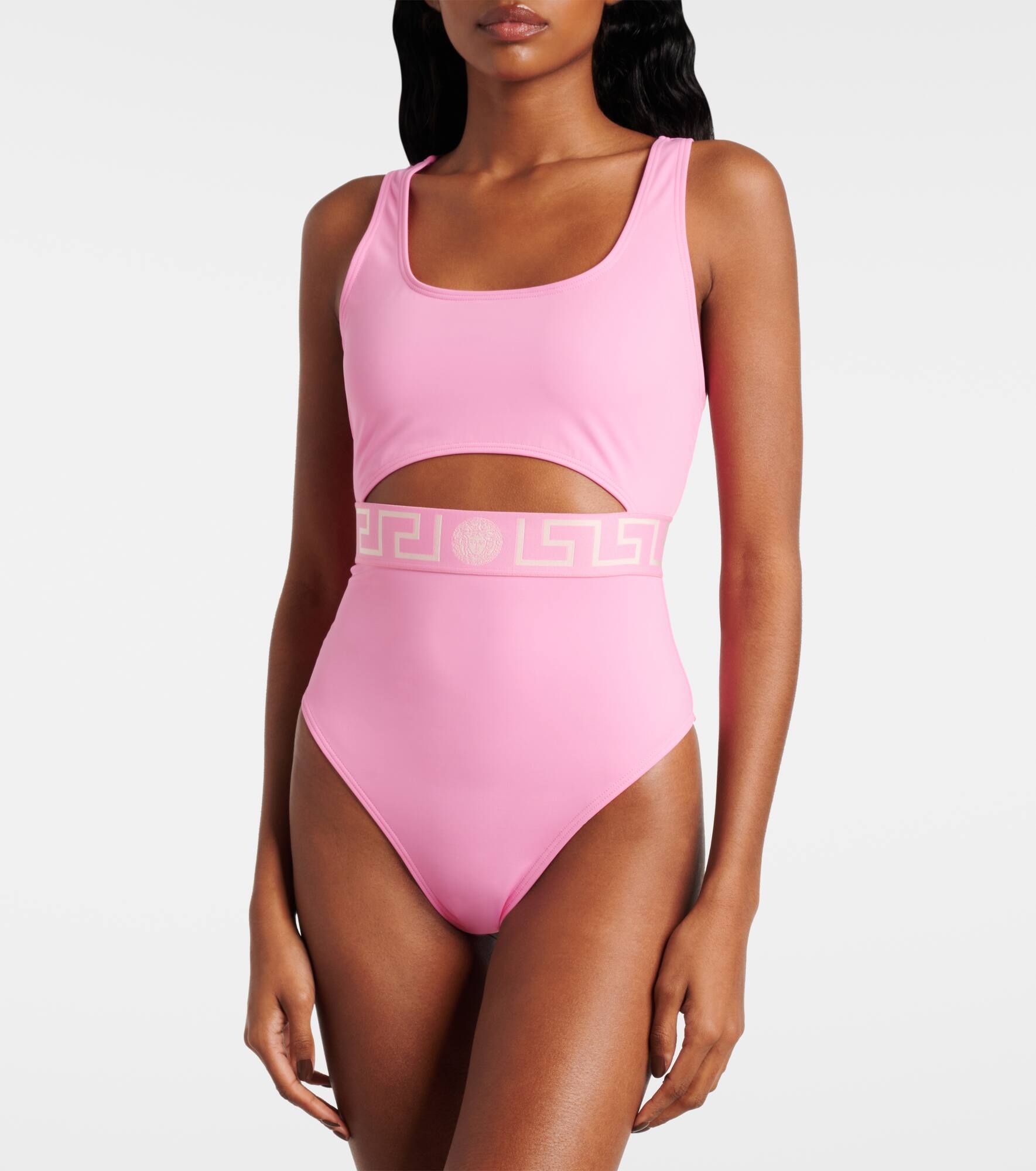 Greca Border cutout swimsuit - 2