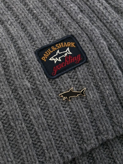 Paul & Shark logo-patch ribbed wool scarf outlook