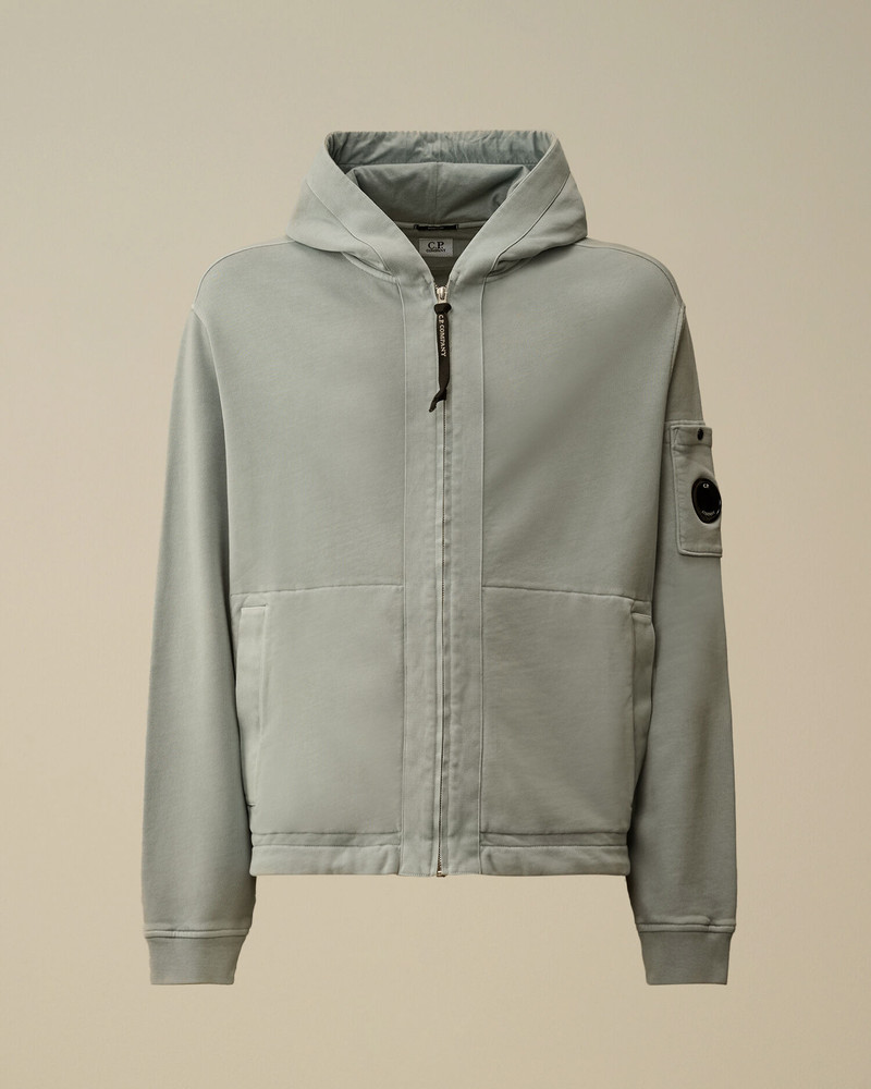 Cotton Diagonal Fleece Zip Hooded Sweatshirt 1