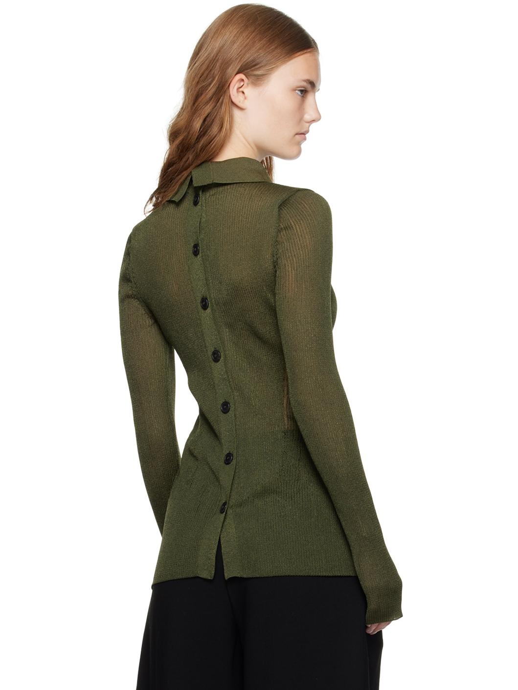 Green Both Sides Opening Cardigan - 3