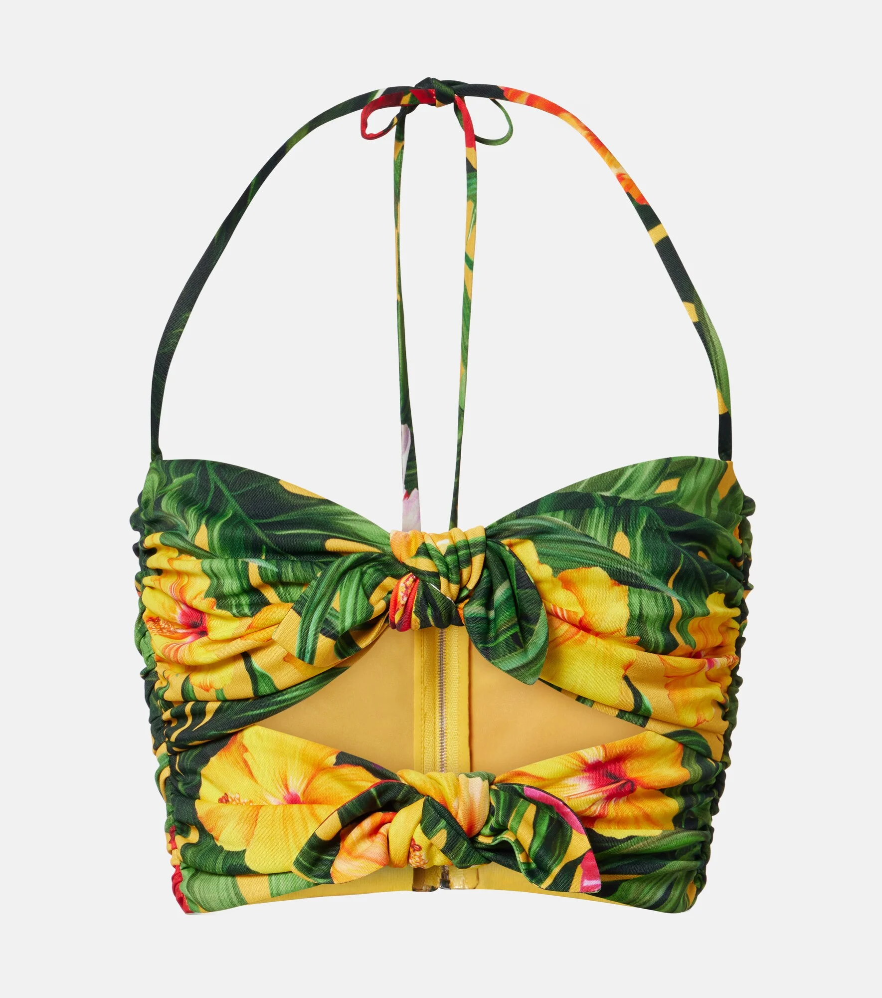 Cutout floral halterneck crop top - 1