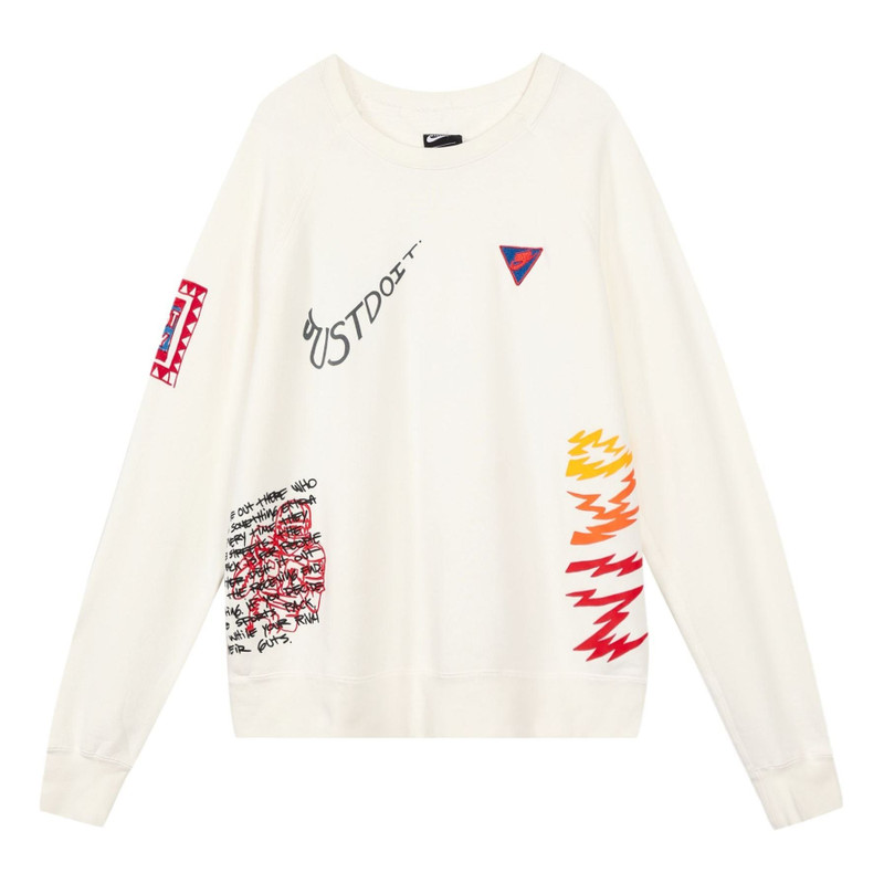 Nike Sportswear NSW 사려깊은 Graffiti 인쇄 둥근 목 Pullover 백색 CJ5056-133 - 1