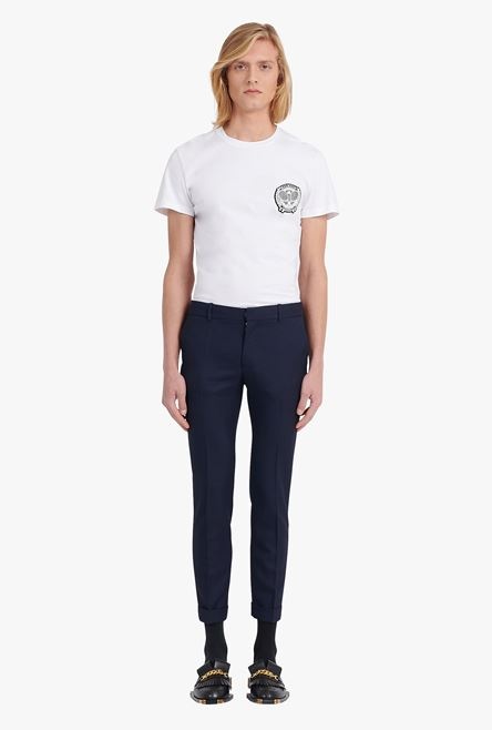 Navy blue wool fitted pants - 4