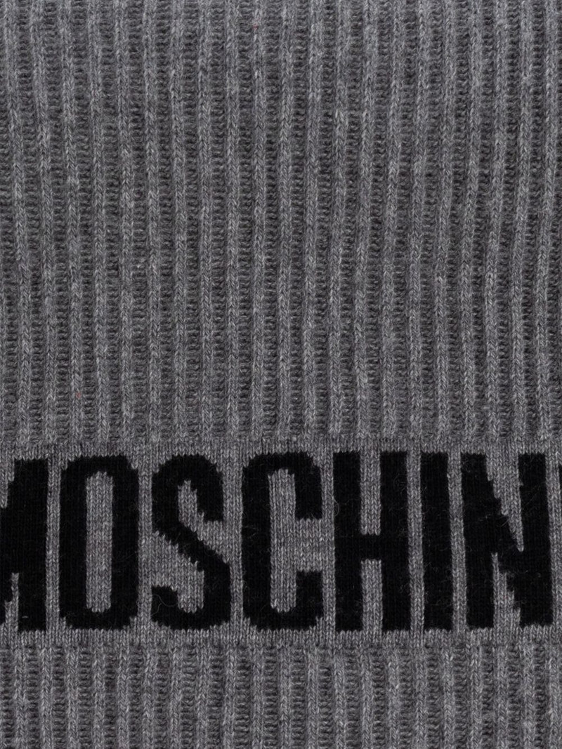 Moschino intarsia knit logo ribbed scarf outlook