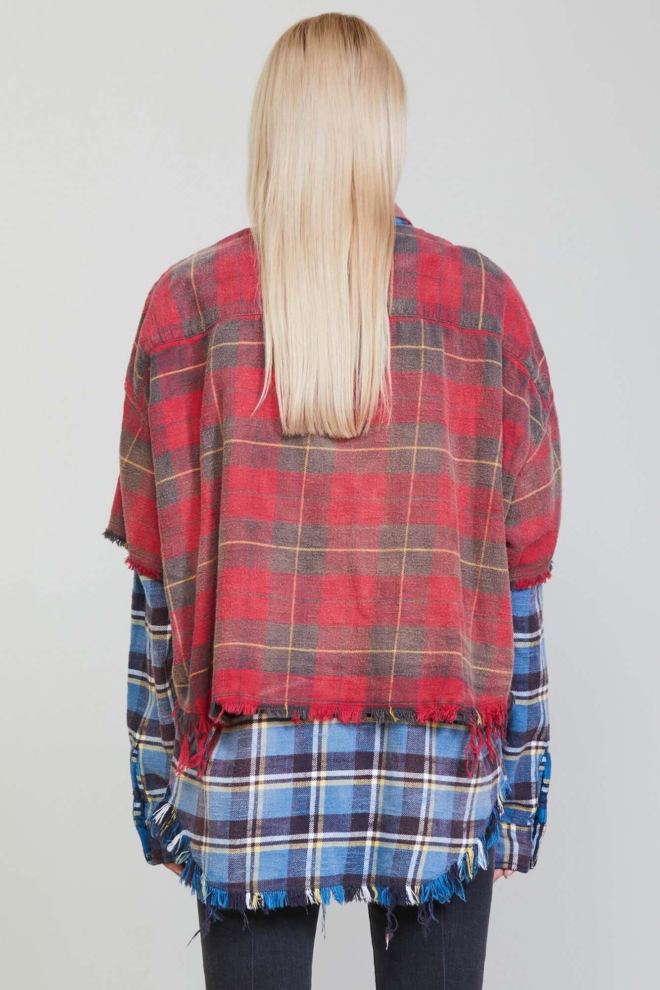 DBL LAYER SHIRT - RED W/BLUE PLAID - 4