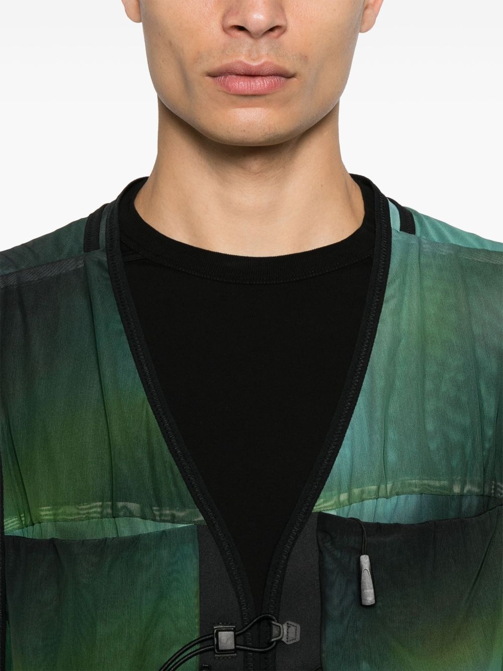 all-over print mesh vest - 5