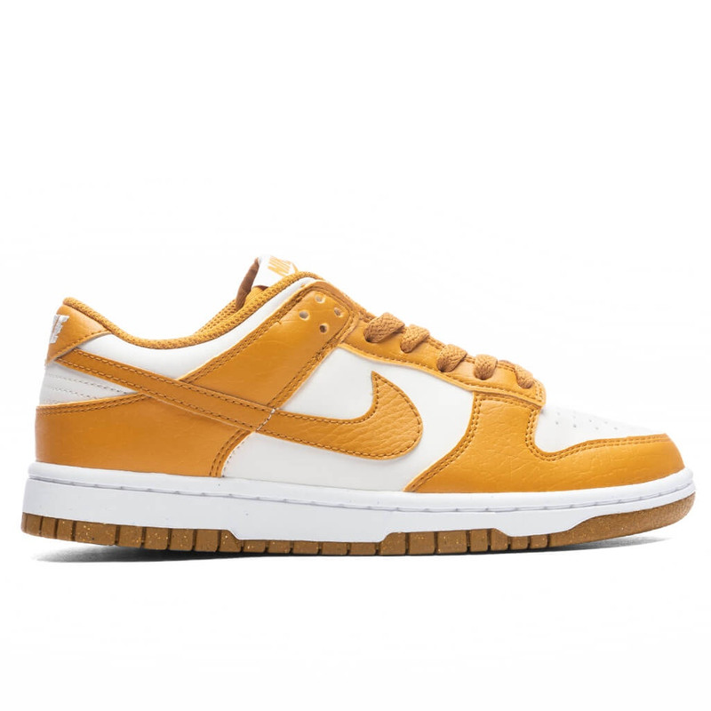 NIKE WOMEN'S NEXT NATURE DUNK LOW - PHANTOM/GOLD SUEDE/WHITE - 1