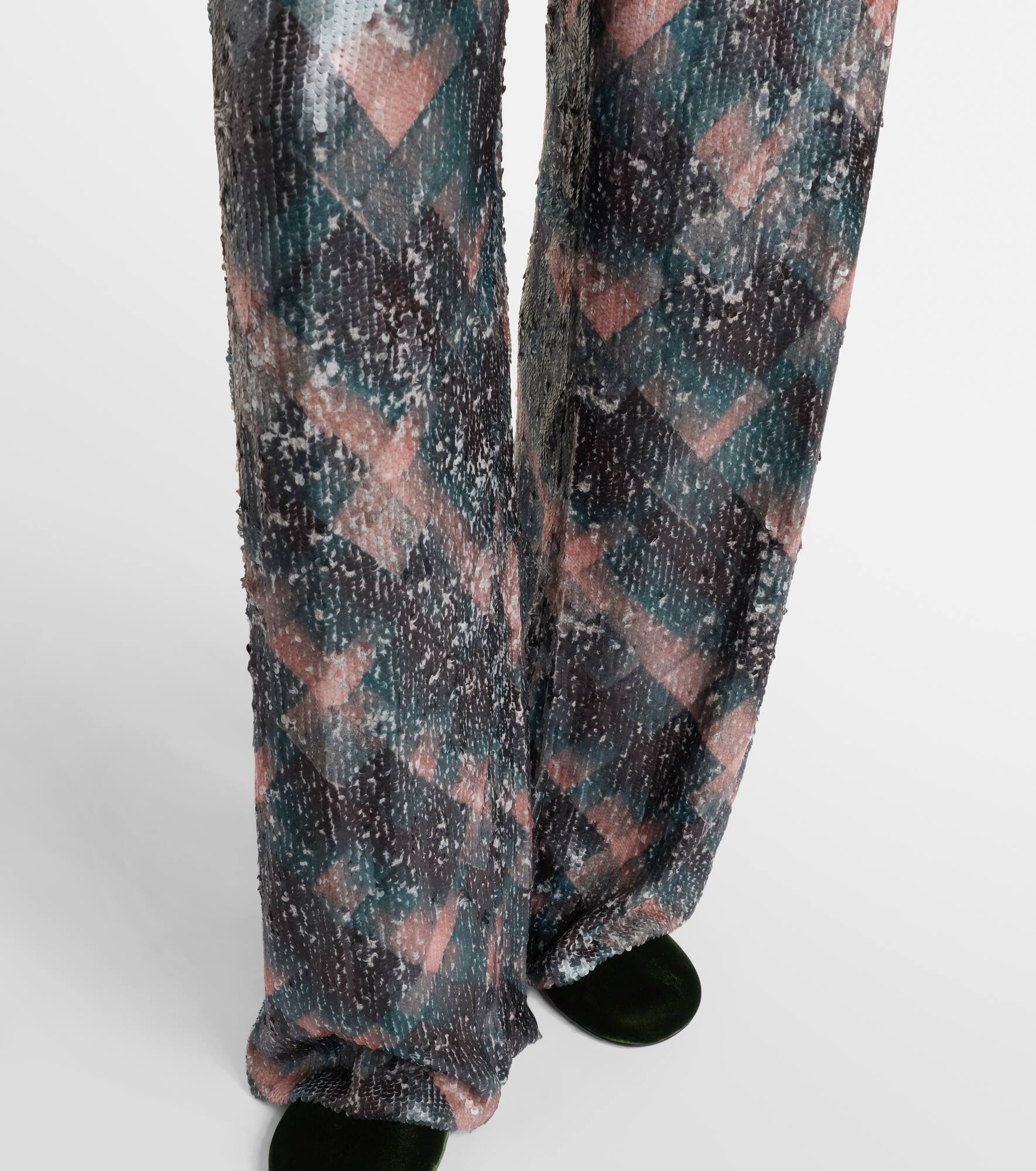 Checked sequined palazzo pants - 5