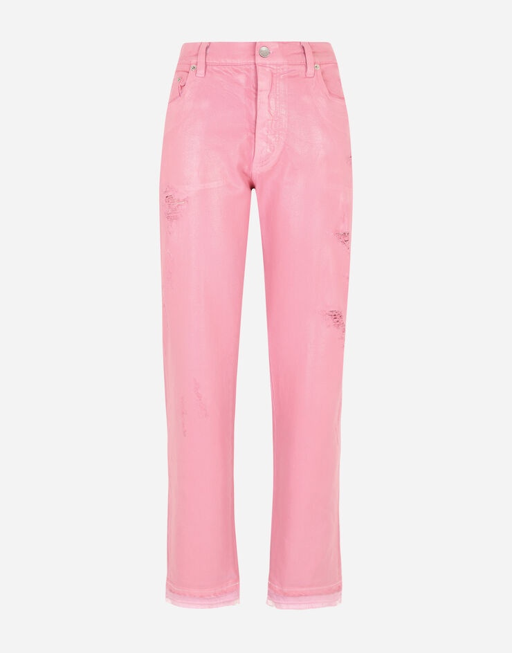 Coated denim loose jeans - 1