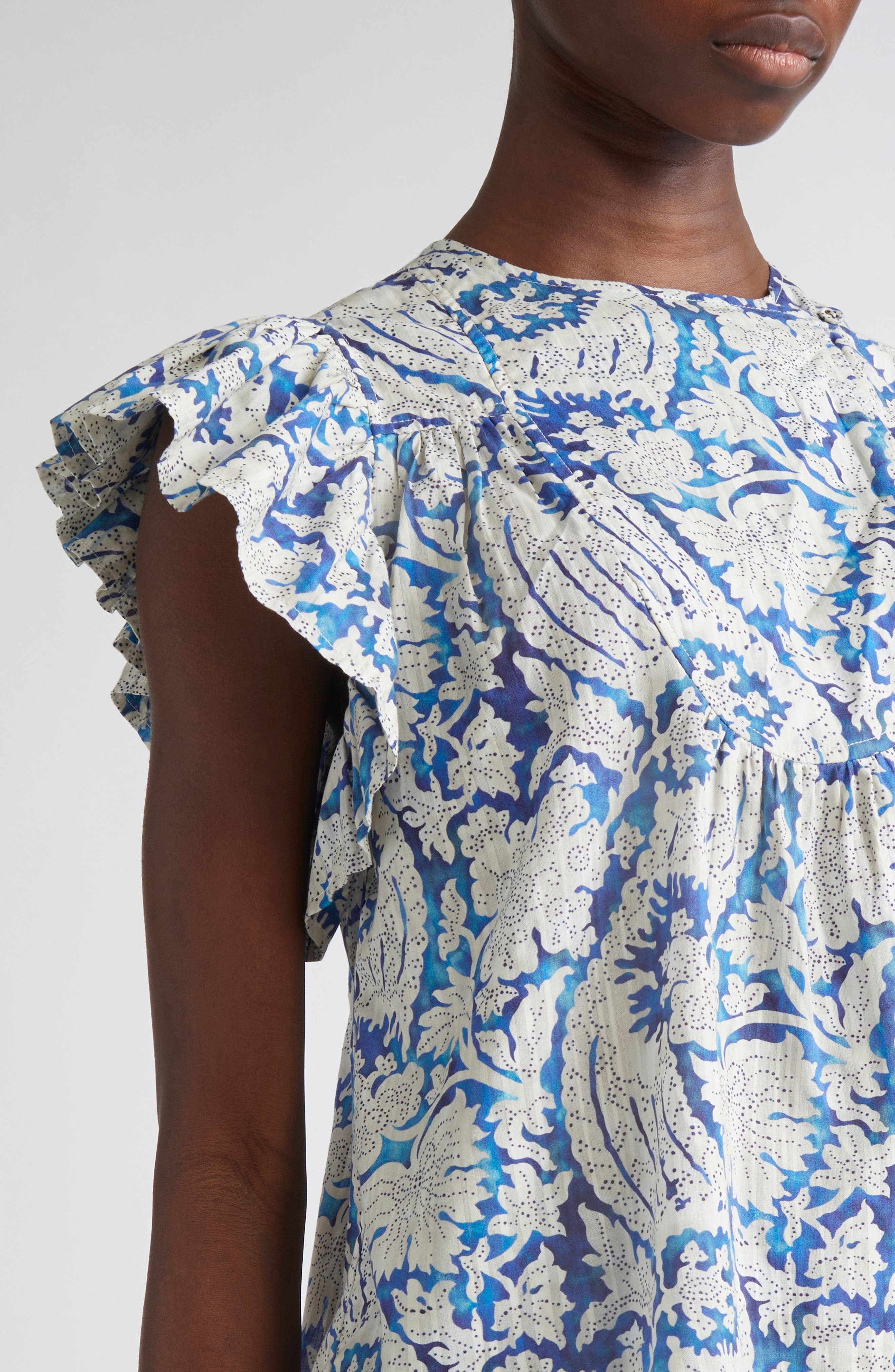 Ulla Johnson Sienna Flutter Sleeve Top in Ciel at Nordstrom - 4