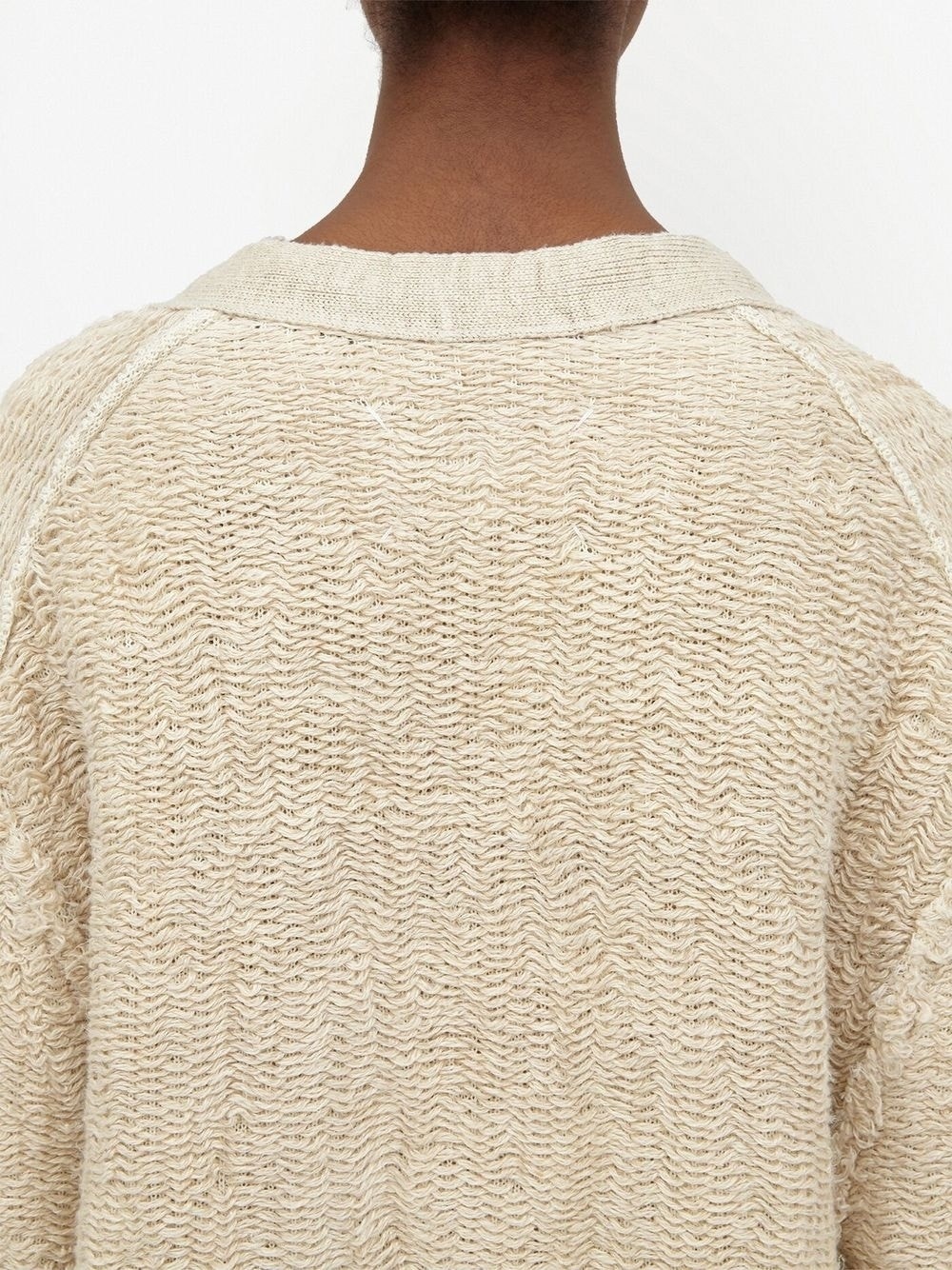 textured V-neck cardigan - 5