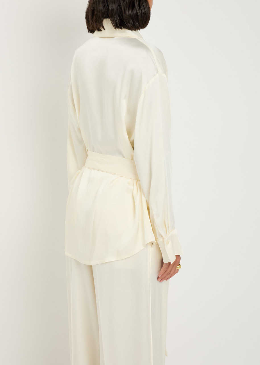 Victoria Beckham Belted Crepe de Chine Blouse - 3