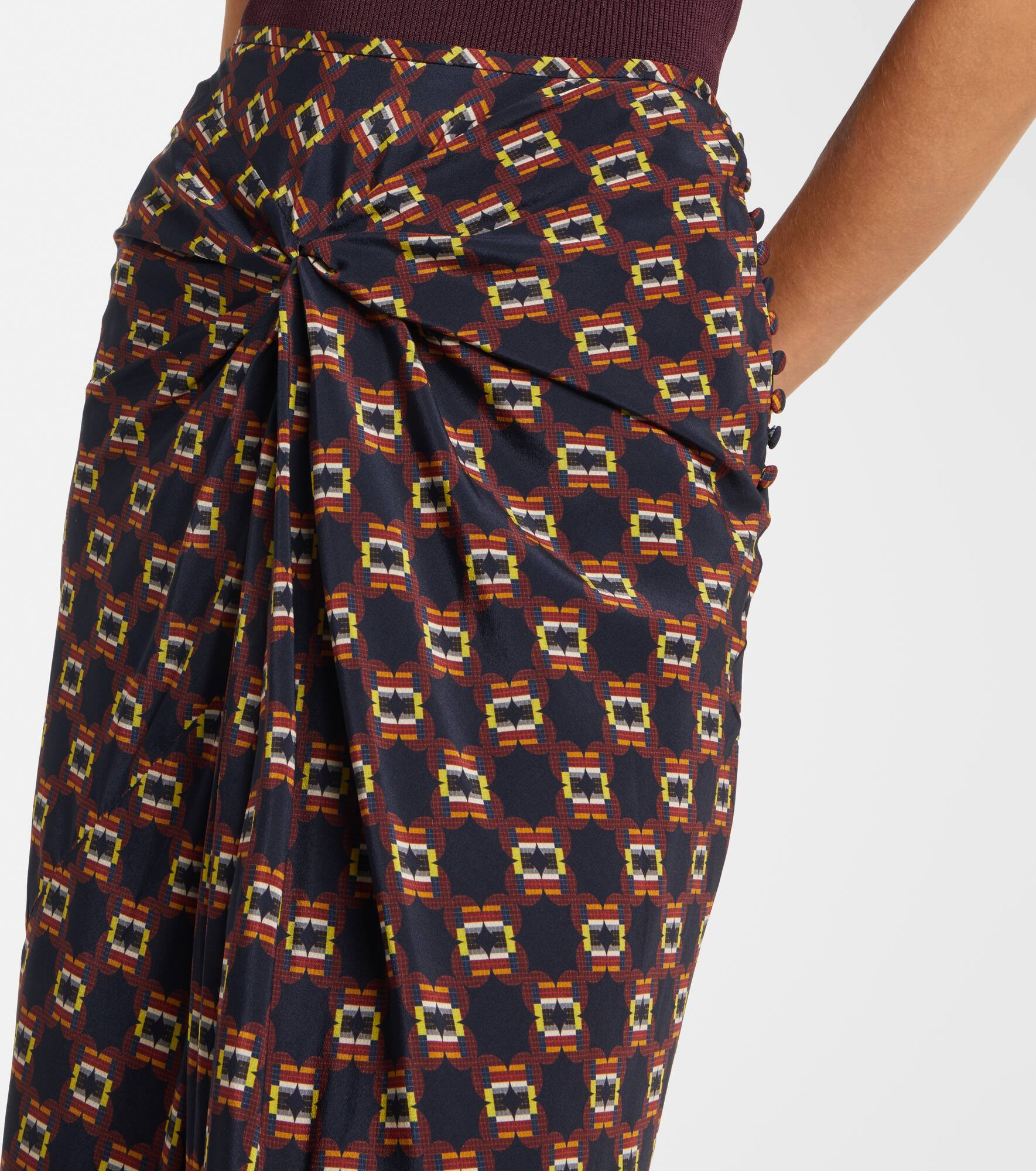 Draped printed silk skirt - 4