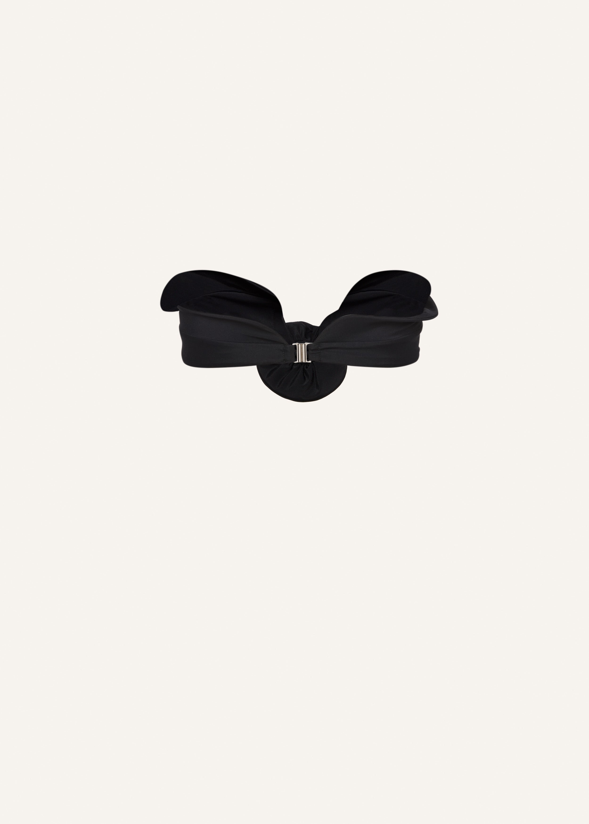 Sculptural bandeau swim top in black - 2