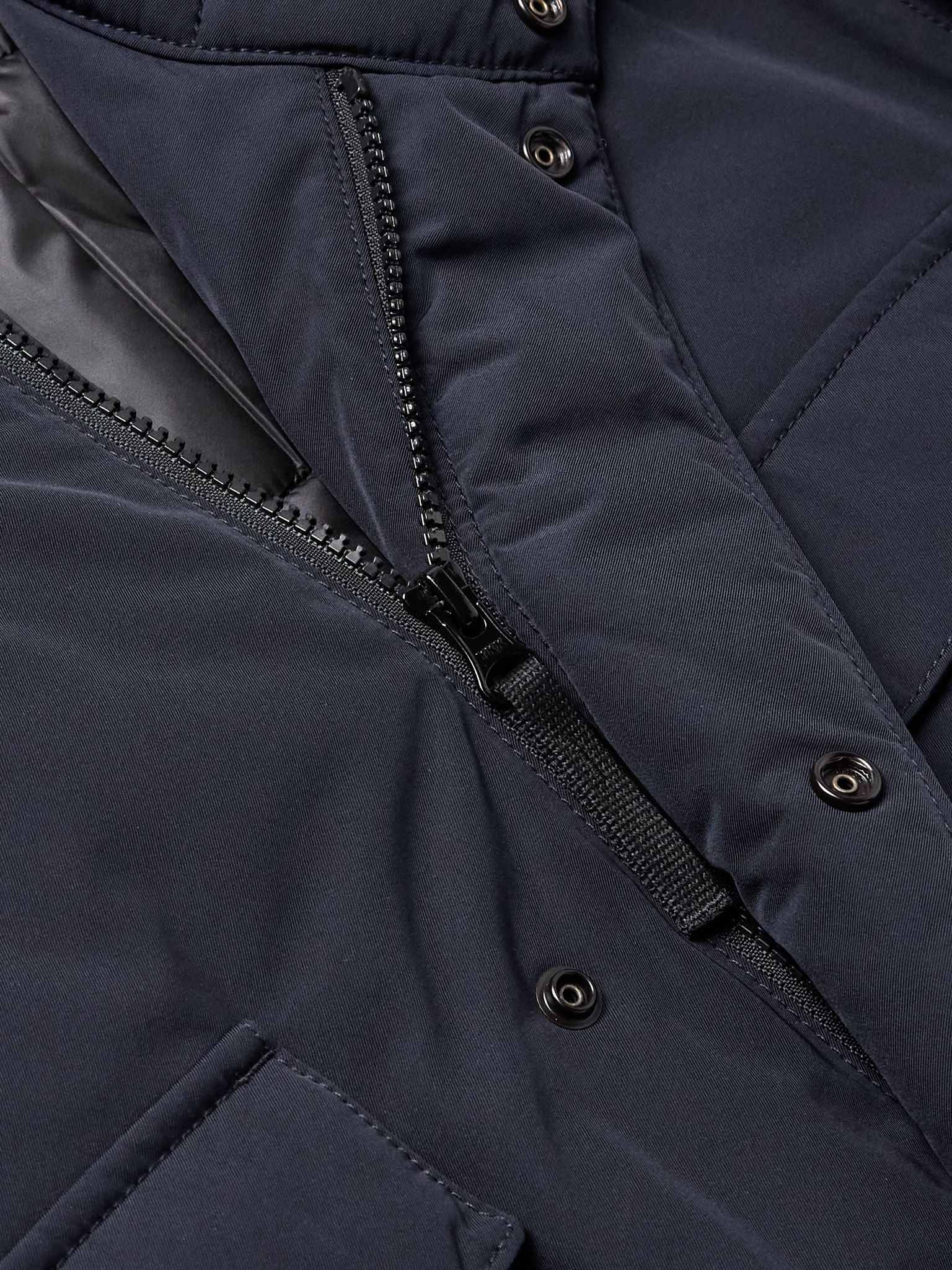 Logo-Appliquéd Padded Micro Twill Hooded Field Jacket Navy - 4