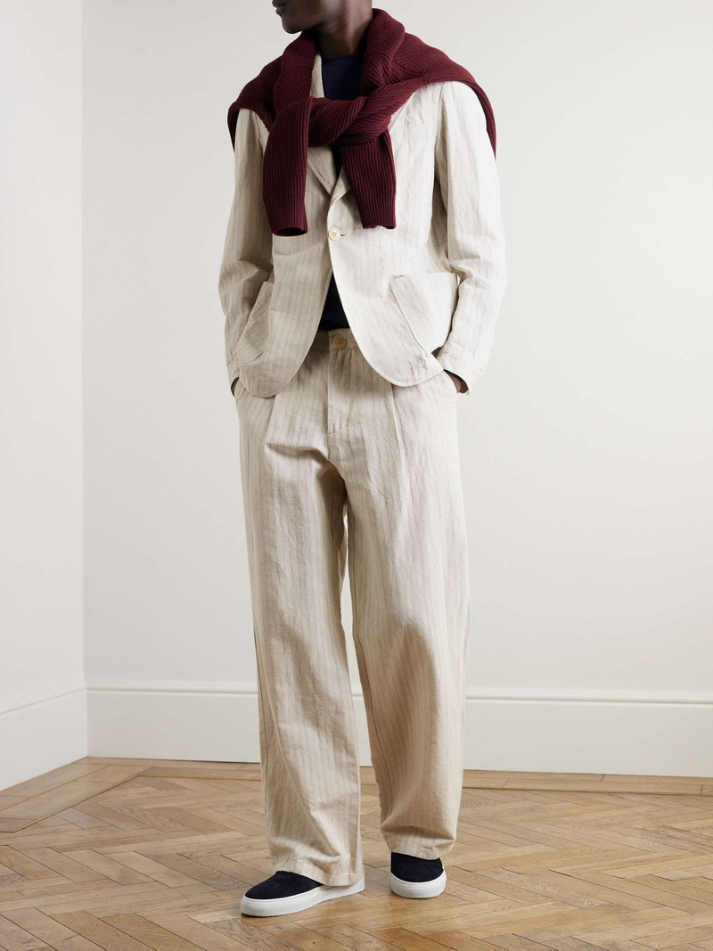 Oliver Spencer Laurel Unstructured Striped Linen and Cotton-Blend Suit Jacket outlook