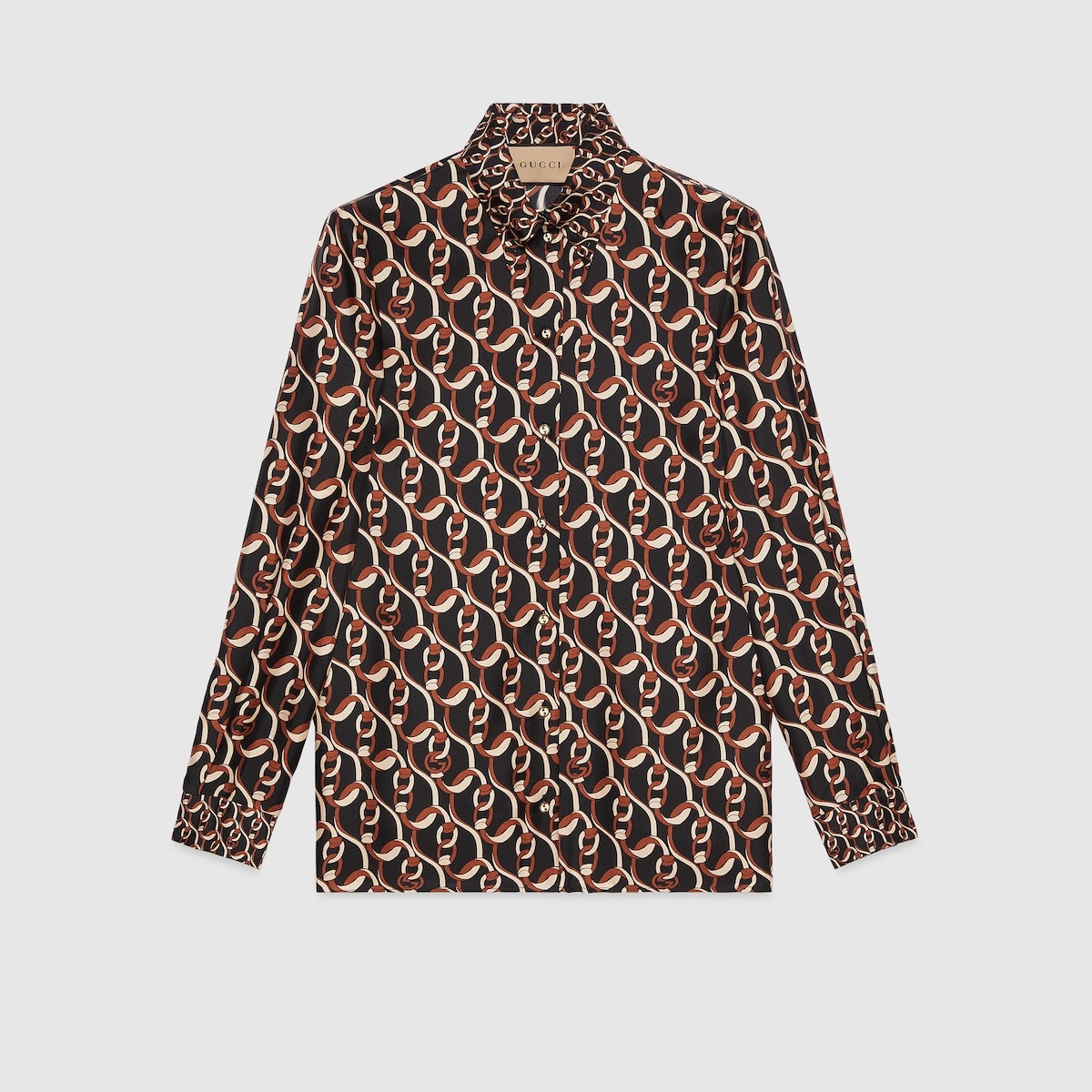 Interlocking G chain print silk shirt - 1