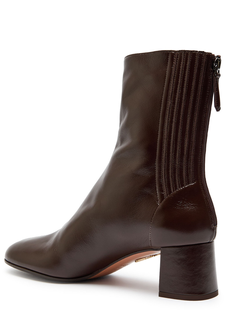 Aquazzura Saint Honore 50 Glossed Leather Ankle Boots - 2