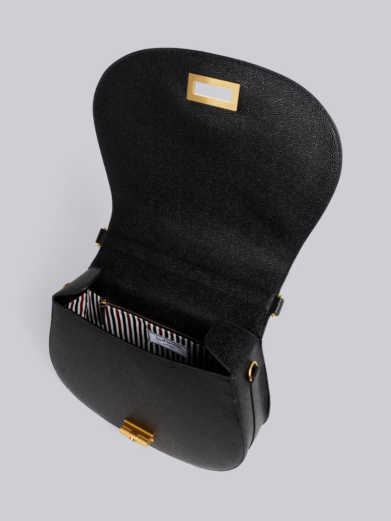 Multicolor Horse Hair Contrast Leather Frame Stripe Strap Enamel Lock Large Saddle Shoulder Bag 5