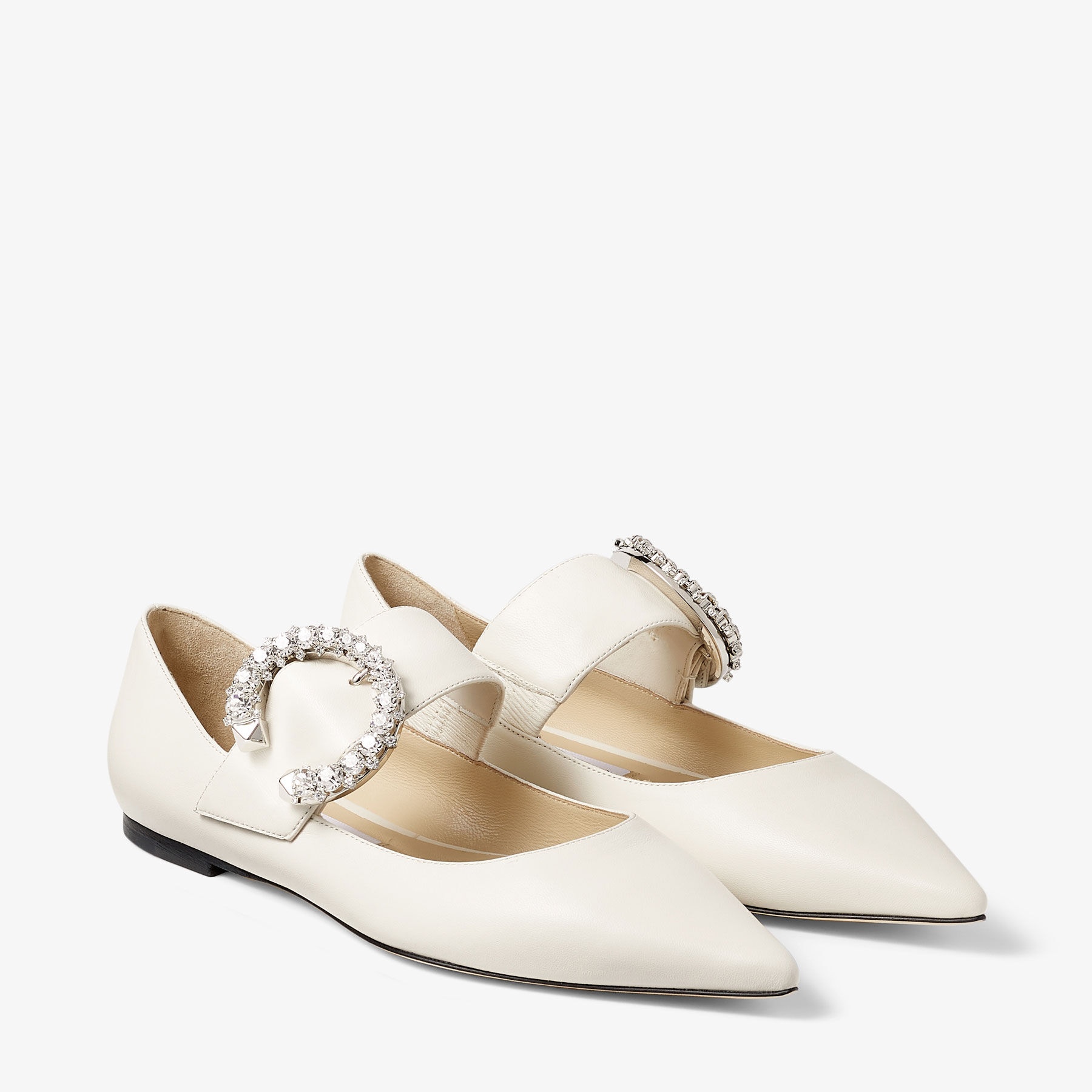Melva Ballerina
Latte Nappa Leather Ballerina Pumps with Crystal Buckle - 2