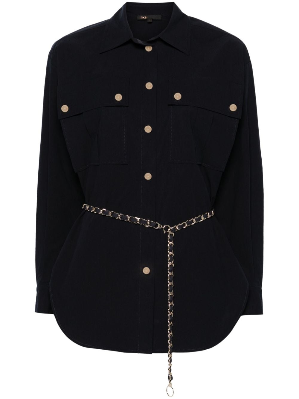 chain-detail long-sleeve shirt - 1